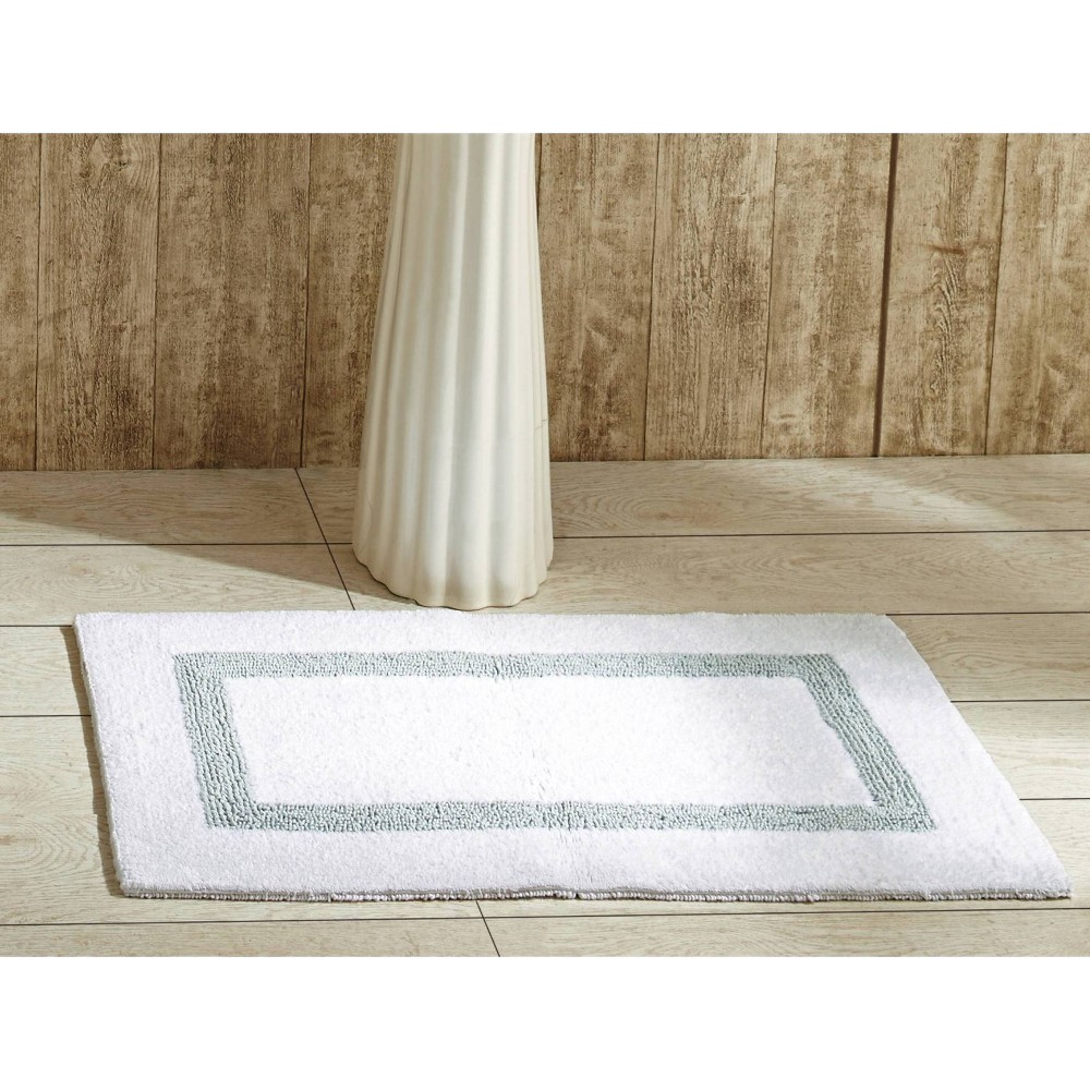 21inx34in Hotel Collection Bath Rug White/Blue - Better Trends