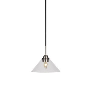 Toltec Lighting Paramount 1 - Light Pendant in  Matte Black/Brushed Nickel with 10" Clear Bubble Shade - 1 of 1