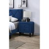 Gulches Navy Blue Velvet Nightstand with Dual Drawers and Sleek Design - 3 of 4