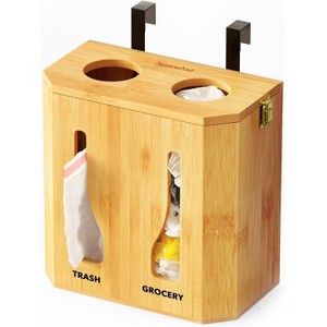 Trash Bag Dispenser & Grocery Bag Holder for Kitchen Organization (Bamboo)-SpaceAid® - 1 of 4