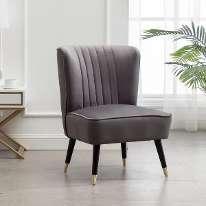 APRILSOUL 33.00" Contemporary Velvet Upholstered Accent Chair - 1 of 4