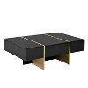 Mayeerty Coffee Table with 2 Drawers, Multi-Storage Rectangle Center Table with Golden Wood Grain Legs, 47.2" x 31.4", Black - 3 of 4