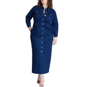 ELOQUII Denim Fitted Dress - 1 of 4