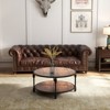 Round Coffee Table for Living Room,  2-Tier Wood Circle Coffee Table with Sturdy Roman Column Metal Legs,Rustic Center Table with Storage Shelf - 3 of 4