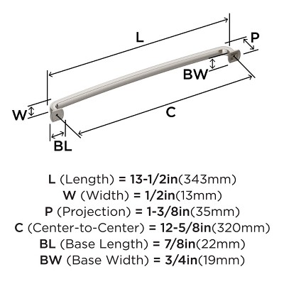 Satin Nickel 12-5/8" Modern Industrial Cabinet Bar Pull