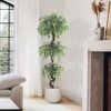 COZONY Artificial Ficus Tree for Indoor Home Decor, Faux Floor Plant in White Ceramic Planter with Pebbles & Green Fake Moss, Lifelike Fake Tree - 4 of 4