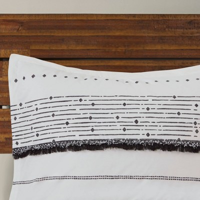 Full Black and White Cotton Comforter Set with Trims