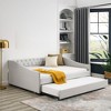 Upholstered Daybed with Trundle, Platform Bed Frame, Linen Storage Sofa Bed Frame for Living Room or Bedroom, Wood Slat Support - 3 of 4