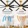 Airsurfer 72" Black Windmill Ceiling Fan with Color-Changing LED Light & Remote, 8 ABS Blades for Large Rooms, DC Motor, 7''&12'' Downdods - 4 of 4