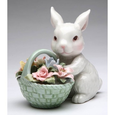 Kevins Gift Shoppe Ceramic Easter Bunny Rabbit With Flower Basket ...