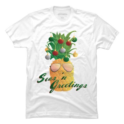 Men's Design By Humans Christmas Pineapple By Desdymona T-Shirt
