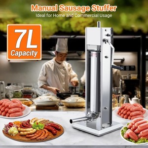 Sausage Maker, Manual 15LBS/7L Sausage Stuffer - Stainless Steel Heavy Duty Machine with 5 Tubes for Home & Commercial Use - 1 of 4