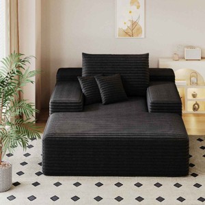 Modern Sofa Bed Lounger, Oversized Chaise with Pillows for Moviebonus Room, Foam Filled Sofa Bed with Plush Corduroy Fabric Cover-Coolbibila - 1 of 4