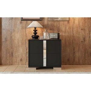 PAGED Elegant Nightstand Mirrored Bedside Table Storage Side Table with Metal Foot and 2 Drawers for Bedroom - 1 of 4