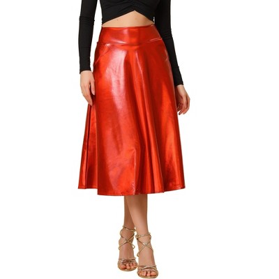 shiny midi skirt