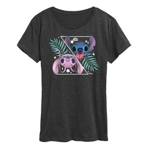 Women's - Lilo and Stitch - Stitch And Angel Split Short Sleeve Graphic T-Shirt - 1 of 4
