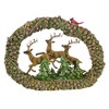 Roman 11.0 Inch Leaping Deer In Wreath Pine Cones Cardinals Fir Trees Animal Figurines - 2 of 3
