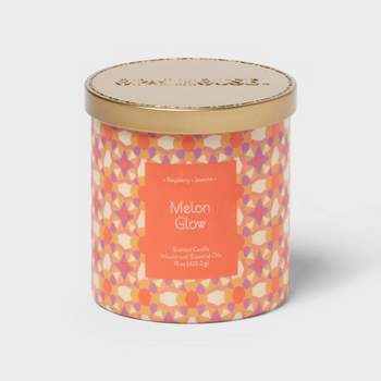 2-Wick Glass Jar 15oz Candle with Patterned Sleeve Melon Glow - Opalhouse™