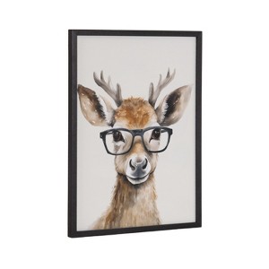 Kate & Laurel All Things Decor 12"x16" Gallery Cute Deer Wearing Glasses Print by The Creative Bunch Studio Black - 1 of 4