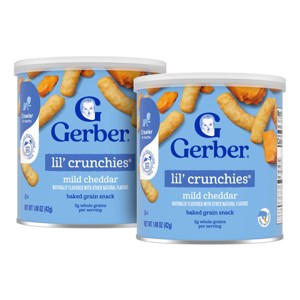 Gerber Baby Food Mild Cheddar Crunchies Baby Snack 1.48oz + 1.48oz Baby Food Mild Cheddar Crunchies Baby Snack - 1 of 4