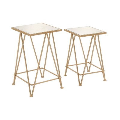 Set of 2 Contemporary Accent Tables Gold - Olivia & May
