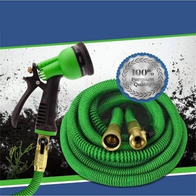 ELJGET 75 100ft Expandable Flexible Garden Water Hose, HEAVY DUTY 4X Stronger Deluxe Hose, Green