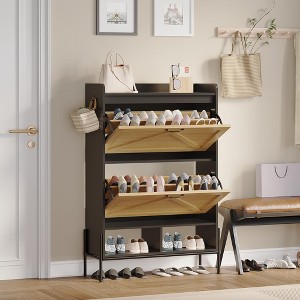 Shoe Rack with 2 Flip Drawers, Freestanding for Entryway, Front Door Entrance, Holds up to 24 Pairs of Shoes, Dry and Wet Separation - 1 of 4
