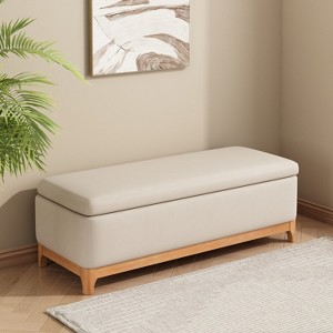 Christopher Knight Home Zachary Contemporary 50.75" Upholstered Rubberwood Storage Bench - 1 of 4
