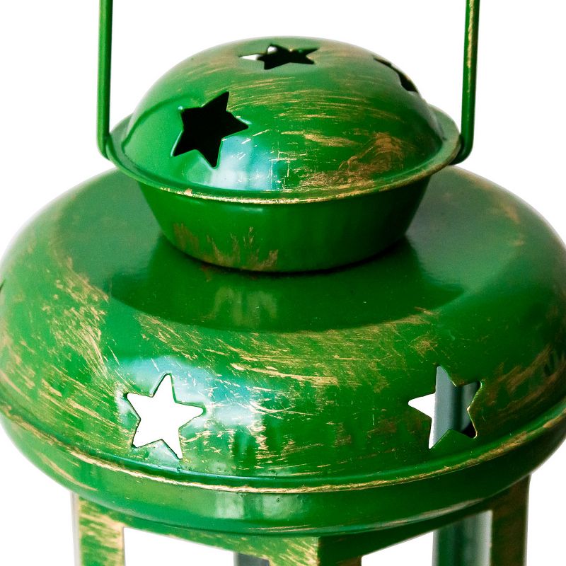 Lexi Home Candle Holder Lantern - Hanging Star Style in Green, 3 of 5