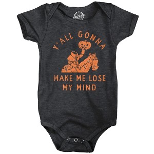 Yall Gonna Make Me Lose My Mind Baby Bodysuit Funny Halloween Jumper For Infants - Crazy Dog Baby Bodysuit For Halloween Season Black 12 Months - 1 of 4
