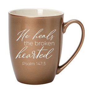 Elanze Designs He Heals The Broken Hearted Bronze 10 ounce New Bone China Coffee Cup Mug - 1 of 4
