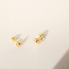 Girl's Jeweled Open Flower Screw Back 14k Gold Earrings - In Season Jewelry - 4 of 4
