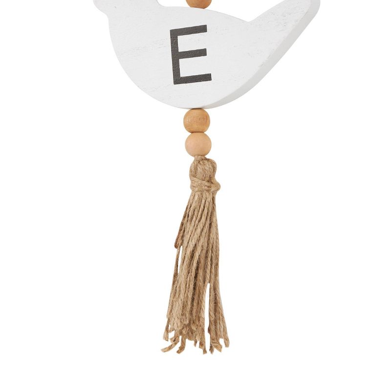 Wood Bird Handmade Sign Wall Decor with Tassel and Bead Accents Brown - Olivia & May, 4 of 9