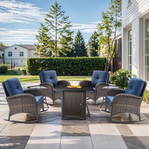 Gymojoy 7 Pieces Rocker Chair with Propane Fire Pit Table - 1 of 4