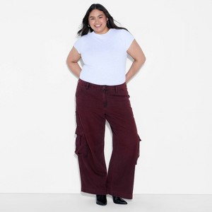 Women's Mid Rise Wide Leg Cargo Jeans - Wild Fable™ - 1 of 3