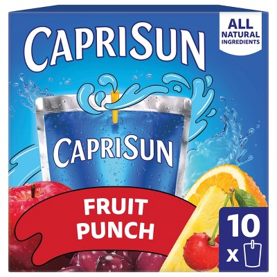 Capri Sun Fruit Punch Juice Boxes - 10pk/6 fl oz Pouches: No Artificial Colors, No Artificial Flavors, No Preservatives