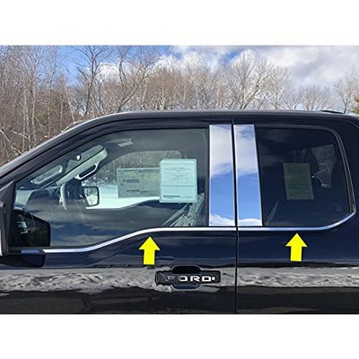 QAA is Compatible with Ford F-150 2015-2020 4 Piece Stainless Steel Window Sill Trim Set, WS61302