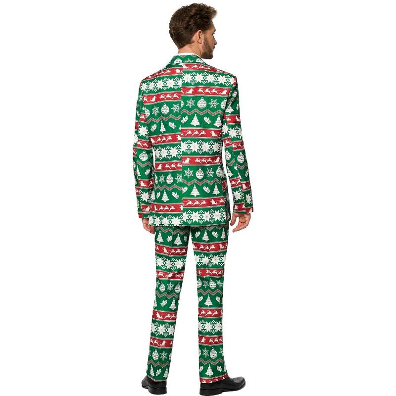 Suitmeister Men's Christmas Suit - Christmas Green Nordic - Green, 2 of 6
