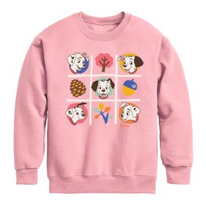Boys' - 101 Dalmatians - Tic Tac Toe Grid of Puppies Graphic Long Sleeve Fleece Sweatshirt - 1 of 3