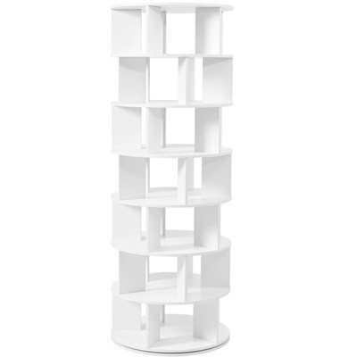 CLIHOME 360° Rotating Shoe Rack Tower, 7-Tier Spinning Shoe Carousel Closet Organizer with 5 Grids Per Layer