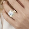 Pompeii3 5 3/4Ct Emerald Cut Moissanite & Diamond Engagement Ring White Yellow Rose Gold - 3 of 4