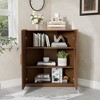 Wooakway Trapezoidal Corner Cabinet with Doors Decorative Storage Cabinet Freestanding Wood Shelf for Multi-Room Natural Wood/Black/Light Walnut/White - 3 of 4