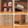 Tall Kitchen Pantry Storage Cabinet with Rattan Doors and 2 Drawers, Adjustable Shelves Utility Cupboard, Stylish Storage Solution for Kitchen - 3 of 4