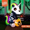 Joyfy 5 FT Halloween Inflatables Outdoor Decoration, Inflatable Sitting Skeleton Unicorn with LEDs for Halloween Party Outside Yard Garden Decorations - 3 of 4