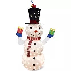 5ft LED Yard Lights - Collapsible Snowman Holding Gift Boxes