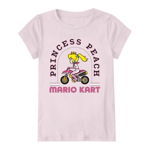 Girls Nintendo Princess Peach Shirt - Mario, Zelda, Kirby, Princess Peach and Donkey Kong Girls Short Sleeve Tee - 1 of 4