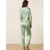 cheibear Womens Satin Sleepwear Lounge with Pants Nightwear 3/4 Sleeves Pajama Set - 3 of 4