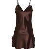 INSPIRE CHIC Women Satin Lace Trim Sleepwear Nightgown Pajama Slip Dress - 3 of 4