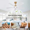 Wanze of Ocean 52 in. Smart Gold Solid Wood White Blades 2-Size Downrod Mount Standard Ceiling Fan with 3-Color Dimmable LED Light - 3 of 4