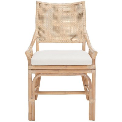Donatella Transitional Natural White Wash Rattan Armchair with Cushion